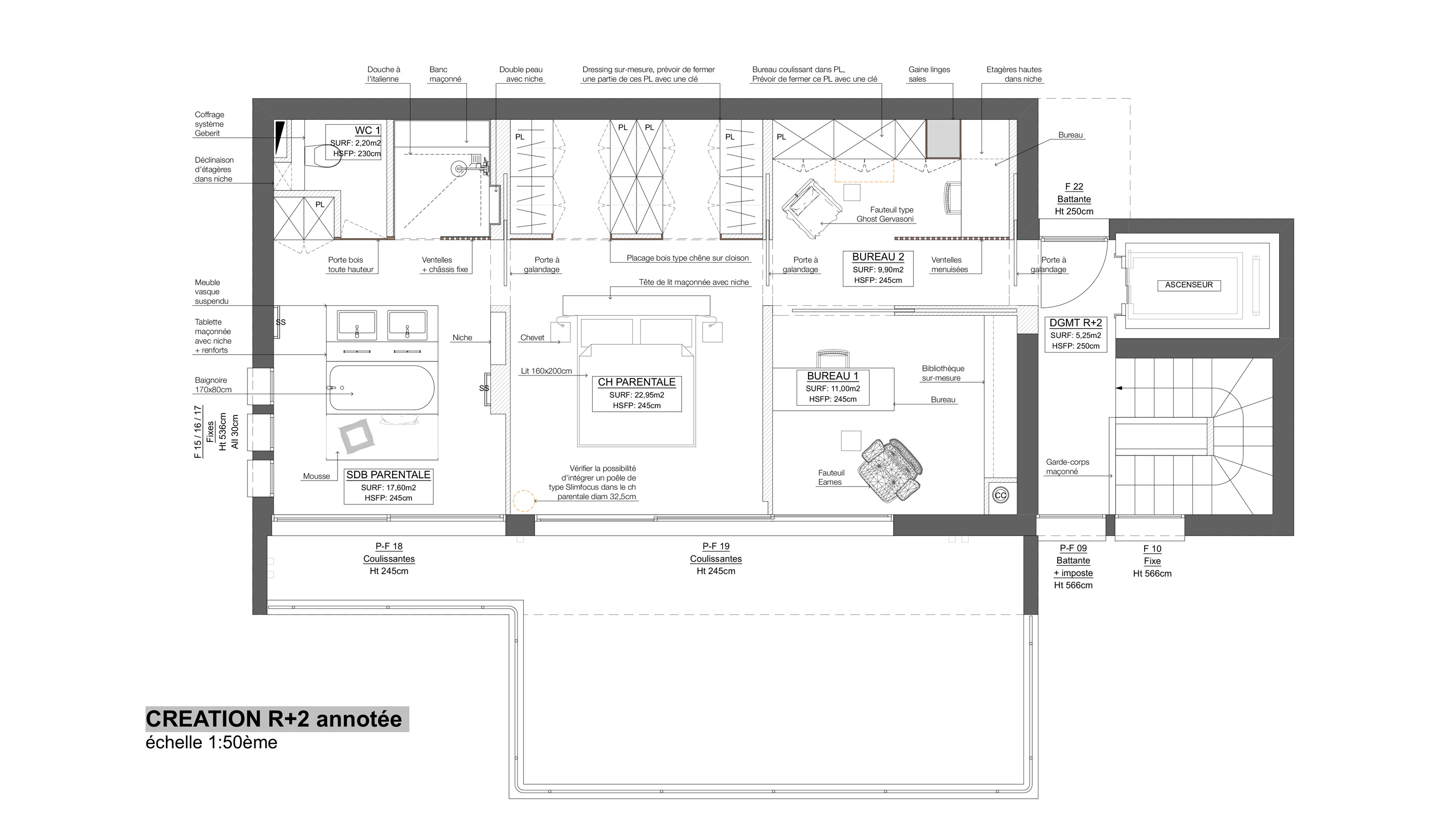 ETAGE  SUITE PARENTALE ET BUREAUX